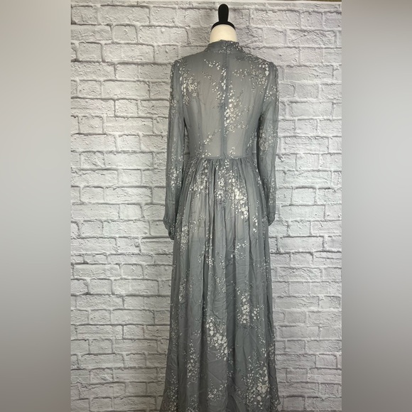 CO Floral Print Crinkle Chiffon Tie Neck Dress size M - Picture 11 of 13